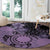 Cook Islands Turtle Round Carpet Stars and Hibiscus - Purple