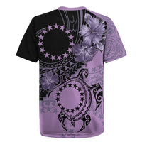 Cook Islands Turtle Rugby Jersey Stars and Hibiscus - Purple LT01 - Polynesian Pride