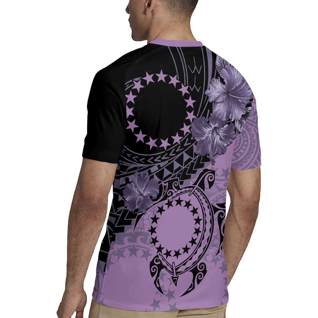 Cook Islands Turtle Rugby Jersey Stars and Hibiscus - Purple LT01 - Polynesian Pride