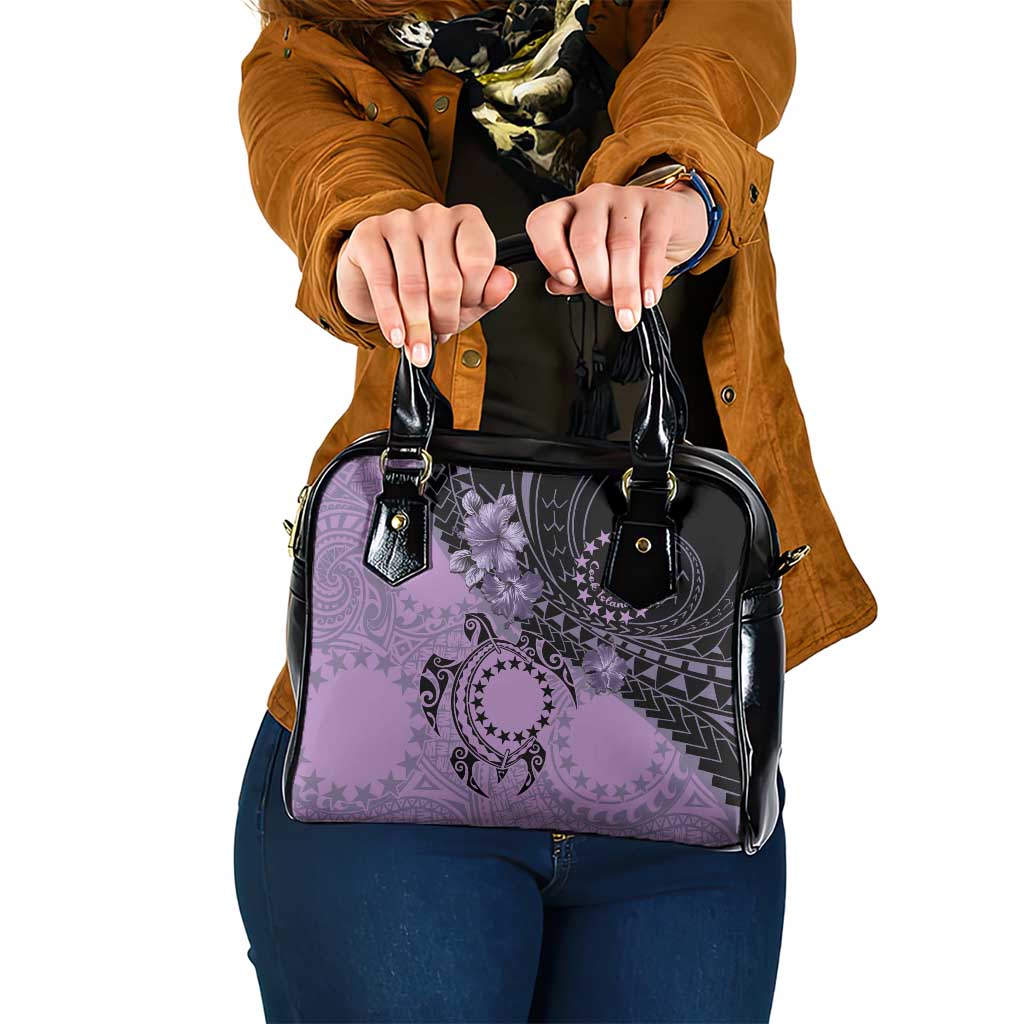 Cook Islands Turtle Shoulder Handbag Stars and Hibiscus - Purple LT01 One Size Purple - Polynesian Pride