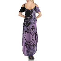 Cook Islands Turtle Summer Maxi Dress Stars and Hibiscus - Purple LT01 - Polynesian Pride