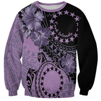 Cook Islands Turtle Sweatshirt Stars and Hibiscus - Purple LT01 Unisex Purple - Polynesian Pride