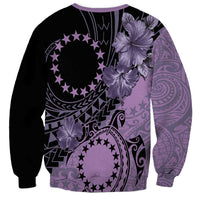 Cook Islands Turtle Sweatshirt Stars and Hibiscus - Purple LT01 - Polynesian Pride