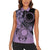 Cook Islands Turtle Women Sleeveless Polo Shirt Stars and Hibiscus - Purple