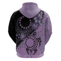 Cook Islands Turtle Zip Hoodie Stars and Hibiscus - Purple LT01 - Polynesian Pride