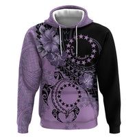 Cook Islands Turtle Zip Hoodie Stars and Hibiscus - Purple LT01 Pullover Hoodie Purple - Polynesian Pride