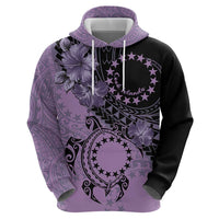 Cook Islands Turtle Zip Hoodie Stars and Hibiscus - Purple LT01 - Polynesian Pride