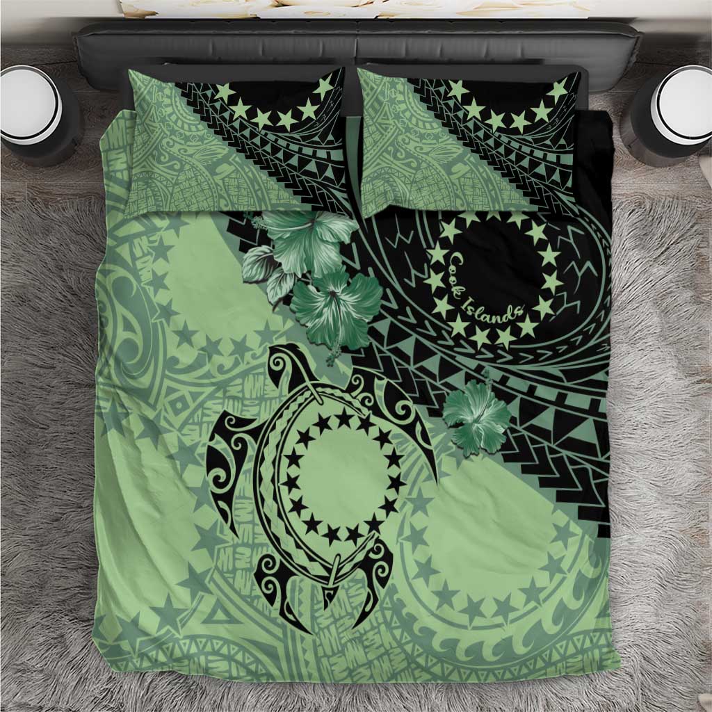 Cook Islands Turtle Bedding Set Stars and Hibiscus - Green LT01 Green - Polynesian Pride