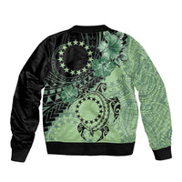 Cook Islands Turtle Bomber Jacket Stars and Hibiscus - Green LT01 - Polynesian Pride