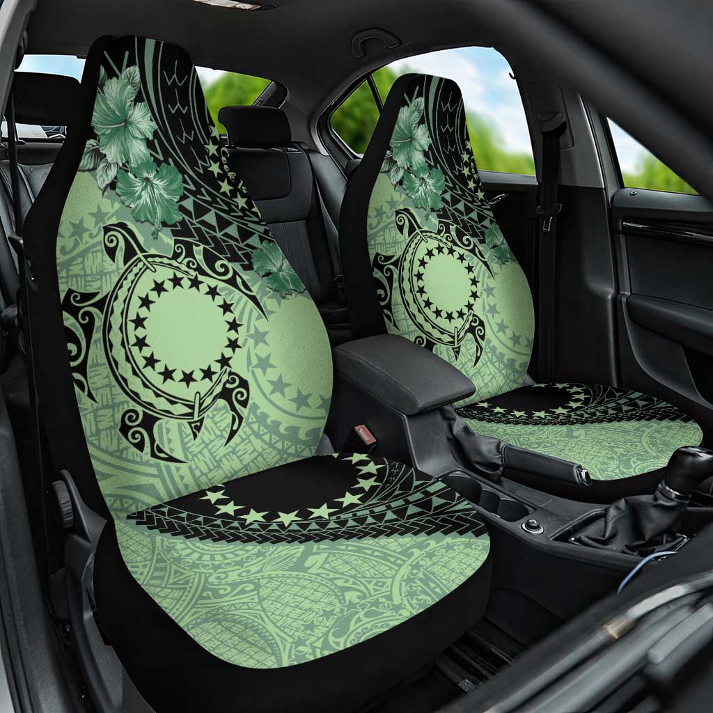 Cook Islands Turtle Car Seat Cover Stars and Hibiscus - Green LT01 One Size Green - Polynesian Pride