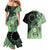 Cook Islands Turtle Couples Matching Mermaid Dress and Hawaiian Shirt Stars and Hibiscus - Green