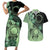 Cook Islands Turtle Couples Matching Short Sleeve Bodycon Dress and Hawaiian Shirt Stars and Hibiscus - Green