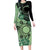 Cook Islands Turtle Family Matching Long Sleeve Bodycon Dress and Hawaiian Shirt Stars and Hibiscus - Green