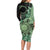 Cook Islands Turtle Family Matching Long Sleeve Bodycon Dress and Hawaiian Shirt Stars and Hibiscus - Green