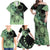 Cook Islands Turtle Family Matching Off Shoulder Maxi Dress and Hawaiian Shirt Stars and Hibiscus - Green