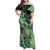 Cook Islands Turtle Family Matching Off Shoulder Maxi Dress and Hawaiian Shirt Stars and Hibiscus - Green