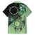 Cook Islands Turtle Family Matching Puletasi and Hawaiian Shirt Stars and Hibiscus - Green