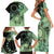 Cook Islands Turtle Family Matching Short Sleeve Bodycon Dress and Hawaiian Shirt Stars and Hibiscus - Green