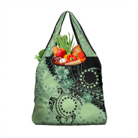 Cook Islands Turtle Grocery Bag Stars and Hibiscus - Green LT01 1-pack One Size Green - Polynesian Pride