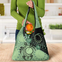 Cook Islands Turtle Grocery Bag Stars and Hibiscus - Green LT01 - Polynesian Pride