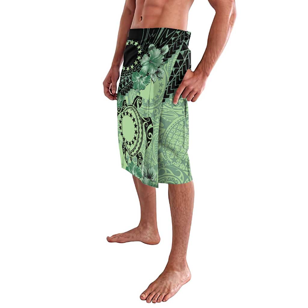 Cook Islands Turtle Lavalava Stars and Hibiscus - Green LT01 - Polynesian Pride