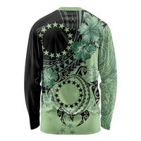 Cook Islands Turtle Long Sleeve Shirt Stars and Hibiscus - Green LT01 - Polynesian Pride