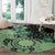 Cook Islands Turtle Round Carpet Stars and Hibiscus - Green