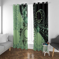 Cook Islands Turtle Window Curtain Stars and Hibiscus - Green LT01 With Grommets Green - Polynesian Pride