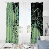 Cook Islands Turtle Window Curtain Stars and Hibiscus - Green LT01 - Polynesian Pride