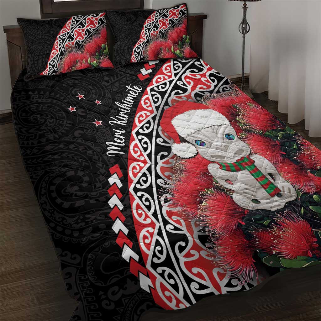 New Zealand Christmas Meri Kirihimete Quilt Bed Set Santa Hei Tiki Pohutukawa