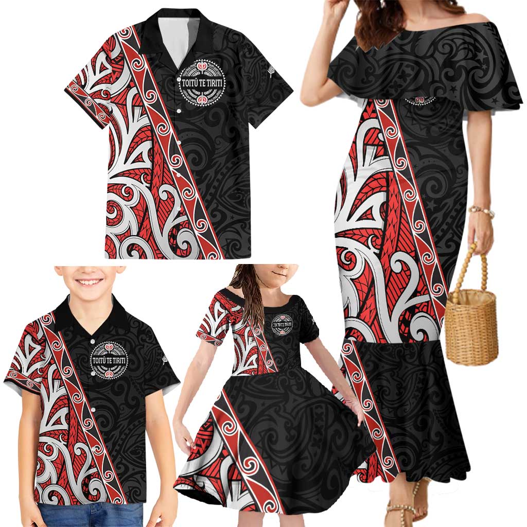 Aotearoa Toitu Te Tiriti Family Matching Mermaid Dress and Hawaiian Shirt Honour The Treaty New Zealand