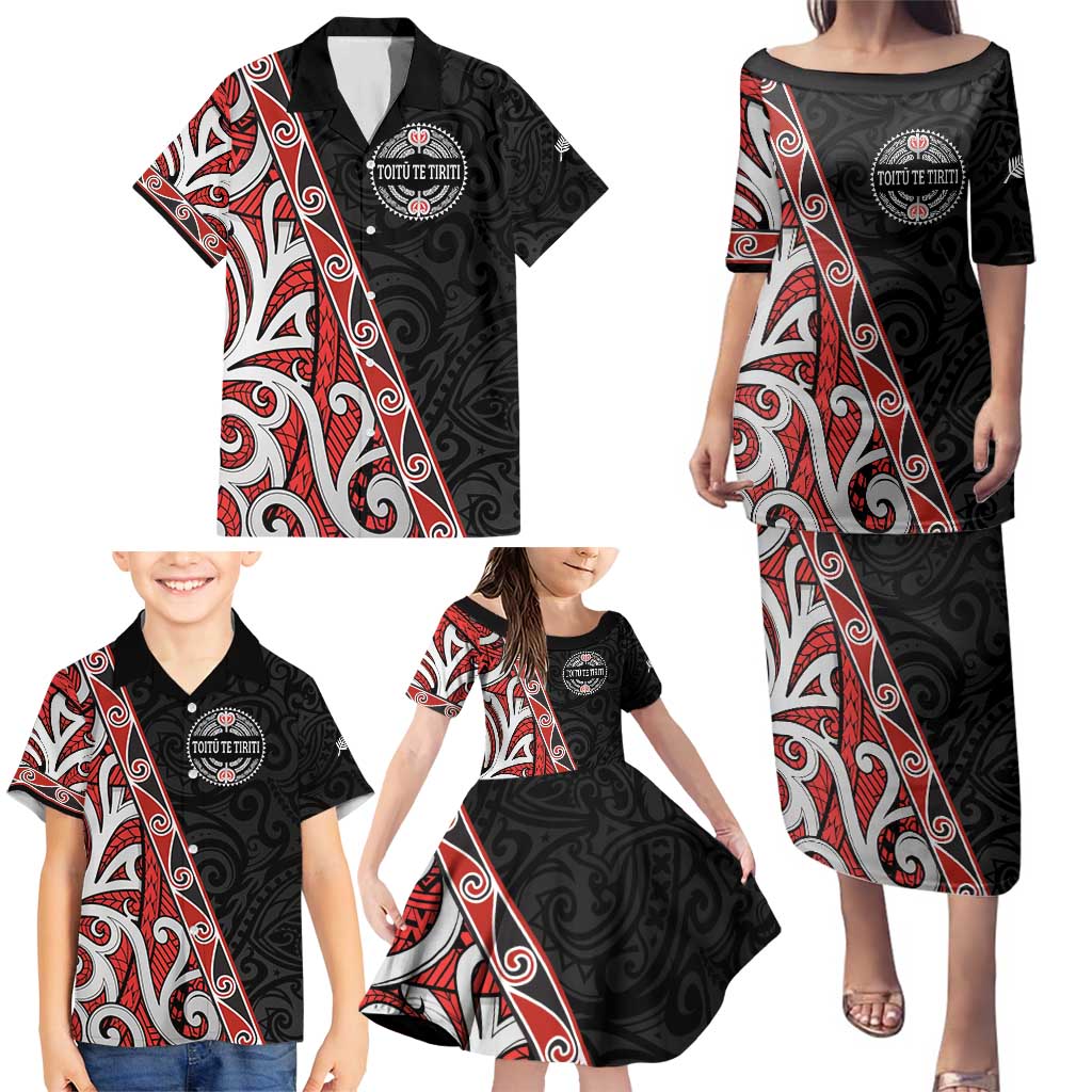 Aotearoa Toitu Te Tiriti Family Matching Puletasi and Hawaiian Shirt Honour The Treaty New Zealand