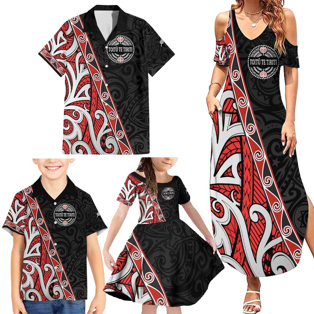 Aotearoa Toitu Te Tiriti Family Matching Summer Maxi Dress and Hawaiian Shirt Honour The Treaty New Zealand