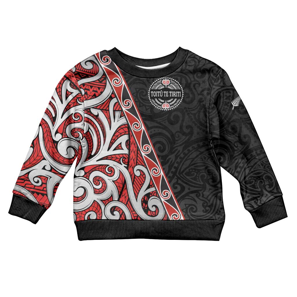 Aotearoa Toitu Te Tiriti Kid Ugly Christmas Sweater Honour The Treaty New Zealand LT01 Kid Black - Polynesian Pride