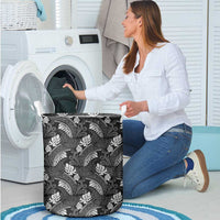 Grayscale Monstera Laundry Basket Polynesian Tribal Pattern LT01 - Polynesian Pride