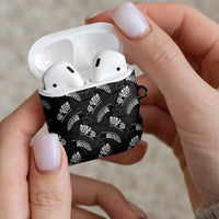 Grayscale Monstera AirPods Case Polynesian Tribal Pattern LT01 - Polynesian Pride