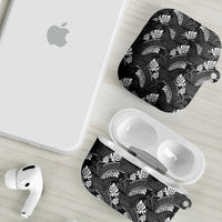 Grayscale Monstera AirPods Case Polynesian Tribal Pattern LT01 - Polynesian Pride
