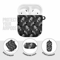 Grayscale Monstera AirPods Case Polynesian Tribal Pattern LT01 - Polynesian Pride