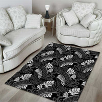 Grayscale Monstera Area Rug Polynesian Tribal Pattern LT01 - Polynesian Pride