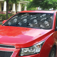 Grayscale Monstera Auto Sun Shade Polynesian Tribal Pattern LT01 - Polynesian Pride