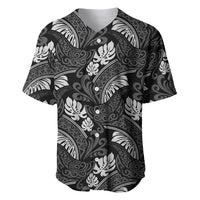 Grayscale Monstera Baseball Jersey Polynesian Tribal Pattern LT01 Black - Polynesian Pride