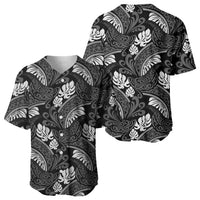 Grayscale Monstera Baseball Jersey Polynesian Tribal Pattern LT01 - Polynesian Pride