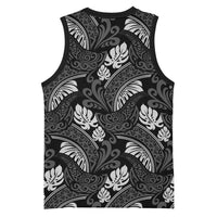 Grayscale Monstera Basketball Jersey Polynesian Tribal Pattern LT01 - Polynesian Pride