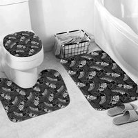 Grayscale Monstera Bathroom Set Polynesian Tribal Pattern LT01 Mat Set Only (3 pcs) One Size Black - Polynesian Pride