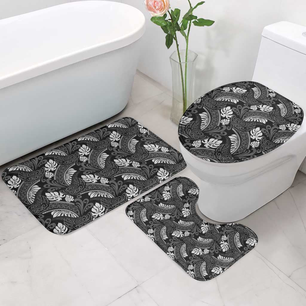 Grayscale Monstera Bathroom Set Polynesian Tribal Pattern LT01 - Polynesian Pride