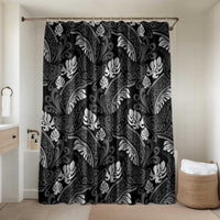Grayscale Monstera Bathroom Set Polynesian Tribal Pattern LT01 Shower Curtain Only Black - Polynesian Pride