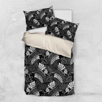 Grayscale Monstera Bedding Set Polynesian Tribal Pattern LT01 US Twin 172cm x 218cm Black - Polynesian Pride