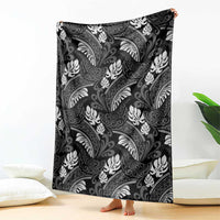 Grayscale Monstera Blanket Polynesian Tribal Pattern LT01 - Polynesian Pride