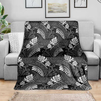 Grayscale Monstera Blanket Polynesian Tribal Pattern LT01 - Polynesian Pride