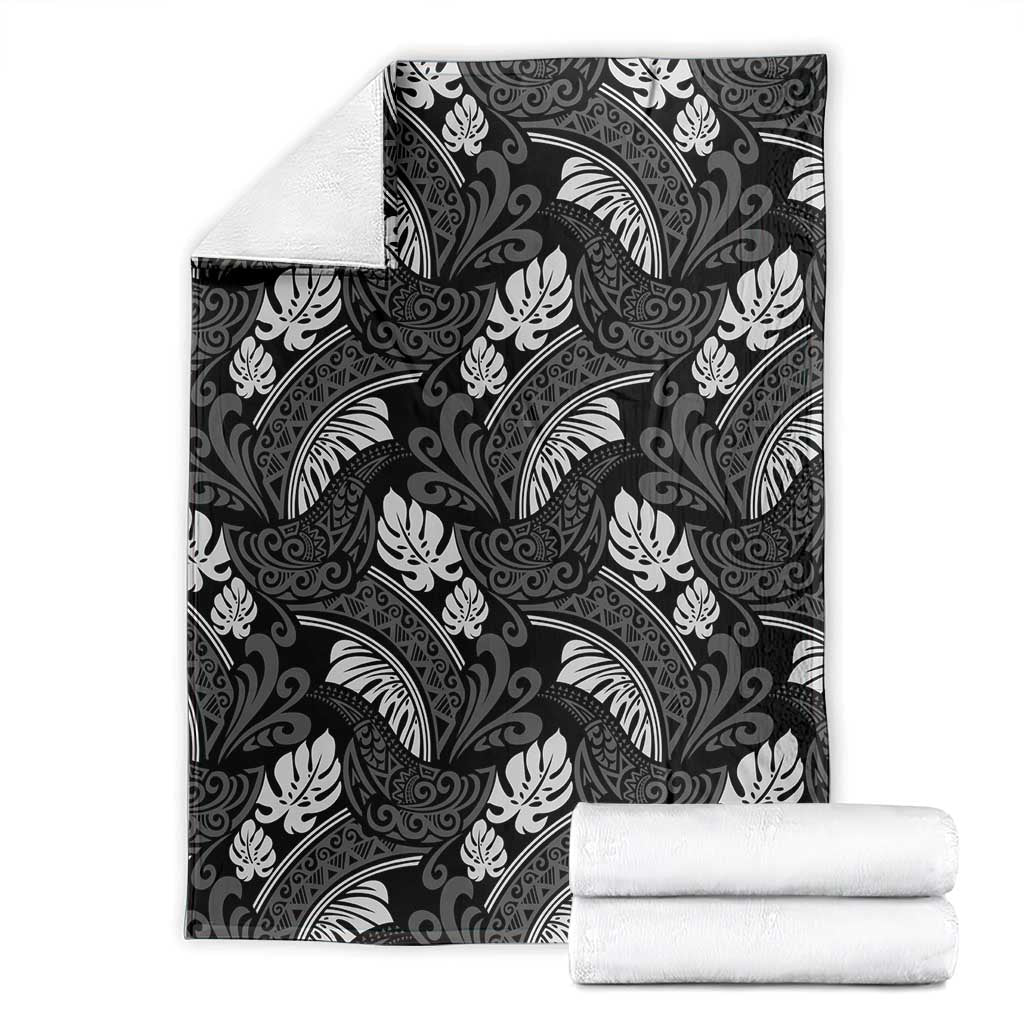 Grayscale Monstera Blanket Polynesian Tribal Pattern LT01 - Polynesian Pride